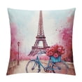 thumbnail image 1 of Creowell Eiffel Tower Flowers Bicycle Pillow Cases with Zipper Short Plush Home Decor for Living Room Bedroom Cushion Outdoor Throw Pillow Cover 22x22in, 1 of 5