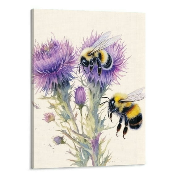 Creowell Fall Decor The Bees Are on the Flowers Canvas Wall Art Picture 16x20in for Bedroom Living Room Home Decor 16x20in