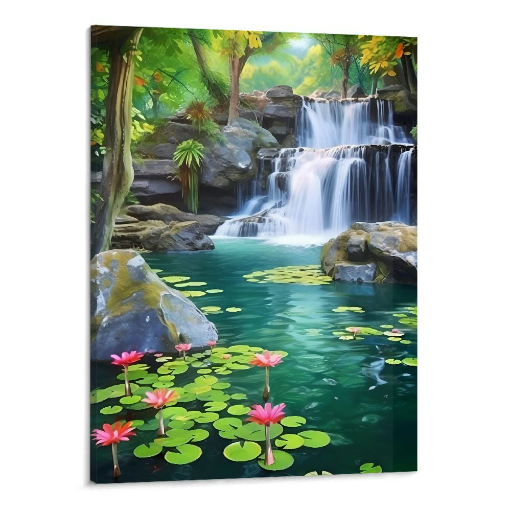 Creowell Fall Decor Waterfall Scenery Canvas Wall Art Picture 16x20in ...