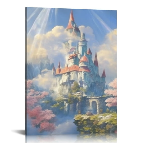 Creowell Fantasy Castle Clouds Canvas Wall Art Home Decor 12x16 12x16in