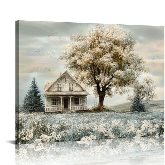 Creowell Farmhouse Canvas Wall Art Nature Landscape Wall Painting Living Room Wall Decoration Country Art Picture Office Aesthetics Home Decoration Ready To Hang 16x12in