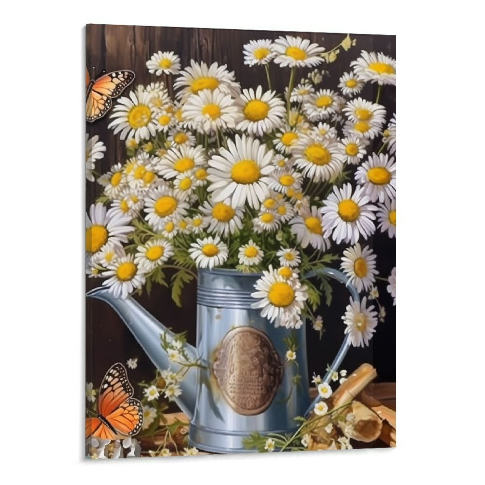 Creowell Farmhouse Daisy Wall Art Rustic Country Flowers Pictures Wall ...