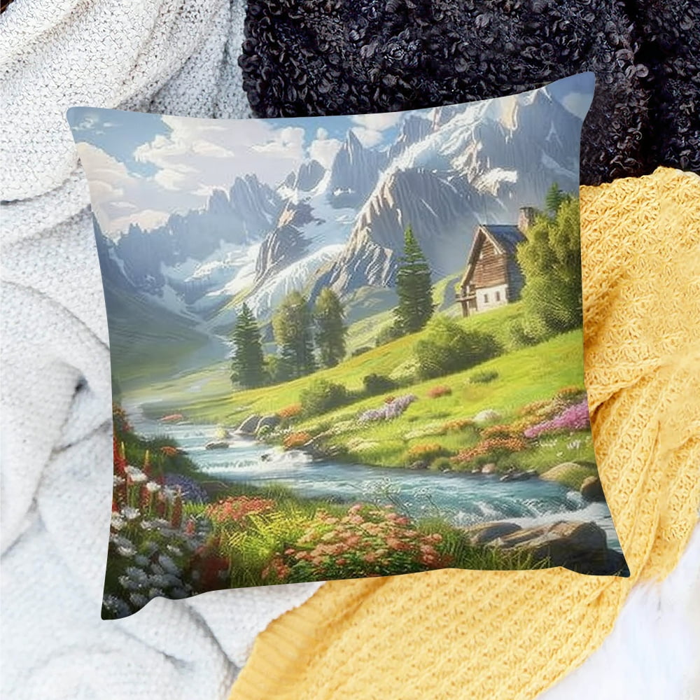 Creowell Farmhouse Decor Flowers Pillow Cover for Home Sofa Couch