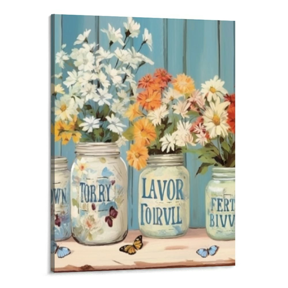 Creowell Farmhouse Flower Wall Art Floral Pictures Wall Decor Flower in ...