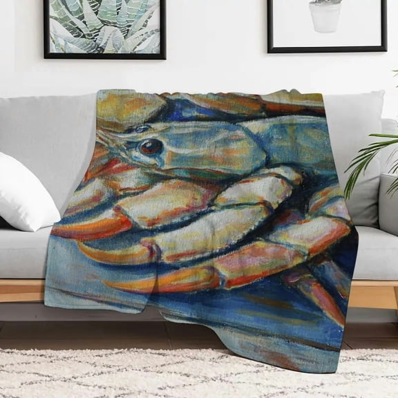 Creowell Fish Crab Durable Soft Flannel Blanket for All Seasons 30x40in