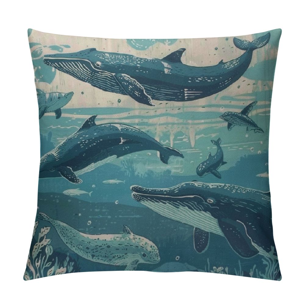 Creowell Fish Pillows Nature Nautical Ocean Sea Seaweed Coral Whale