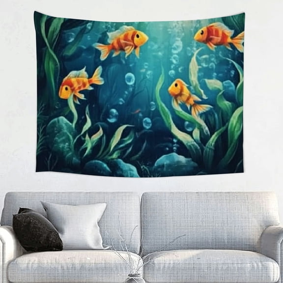 Creowell Fish Sea Underwater Tapestry Wall Hanging 100% Polyester 40x30in
