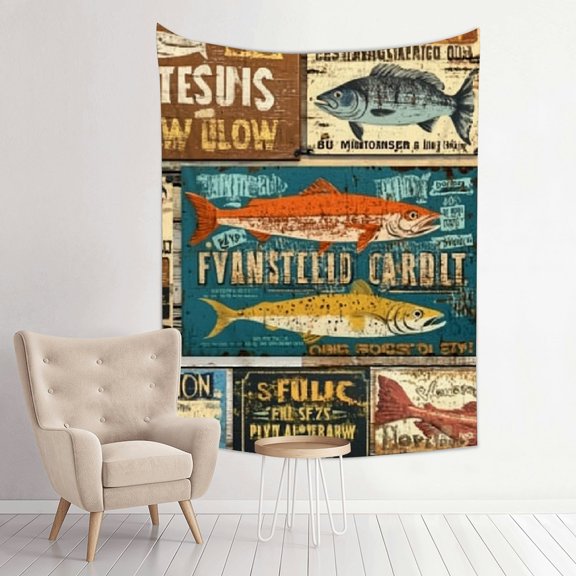 Creowell Fish Tapestry Wall Hanging 100% Polyester Decorative Art 30x40in
