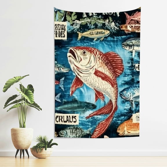 Creowell Fish Tapestry Wall Hanging for Bedroom Living Room Decor 40x60in