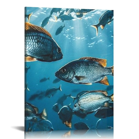 Creowell Fish Wall Decor Canvas Art for Home Living Room Office 16x20in