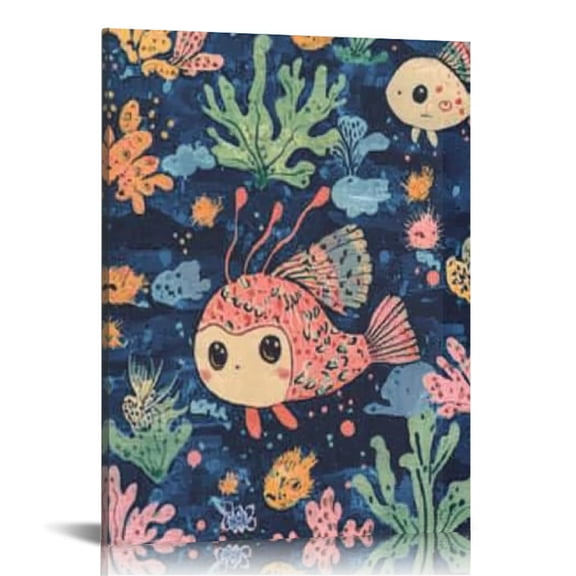 Creowell Fish Wall Decor Canvas Prints for Home Office Bedroom Art 16x20in