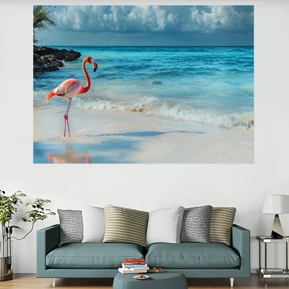 Creowell Flamingo Beach Water Tapestry Wall Art for Bedroom Living Room 60x40in