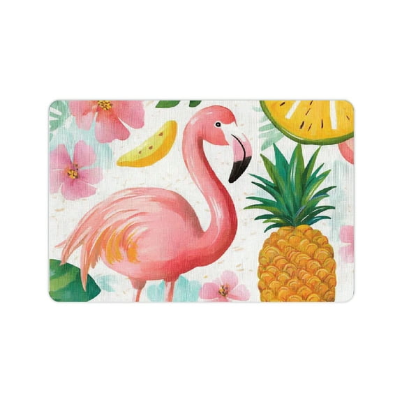 Creowell Flamingo Pineapple Fast Absorption Bath Mat Home Decor 24x16in