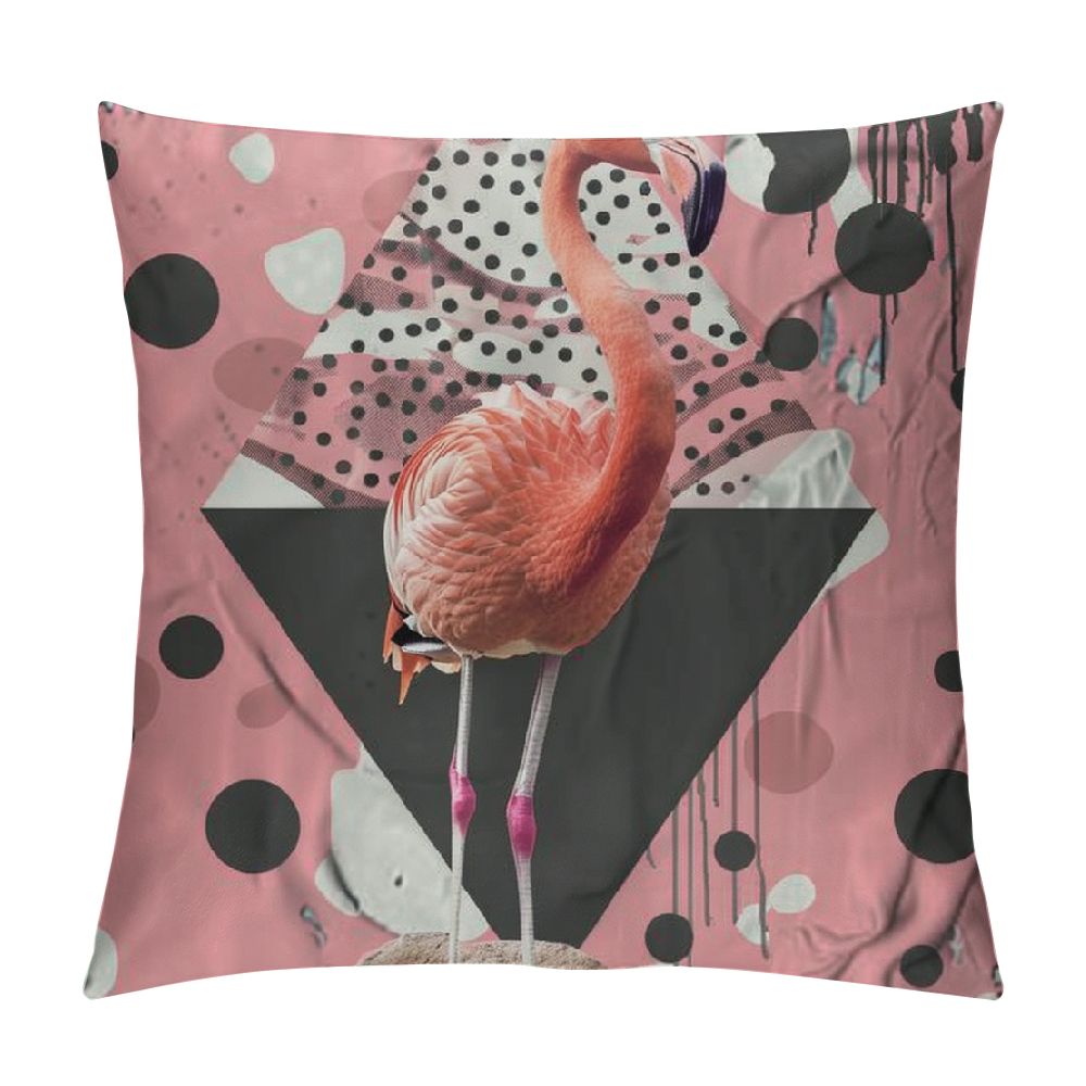 Creowell Flamingo Polka Dots Triangle Print Pillow Covers for Couch ...