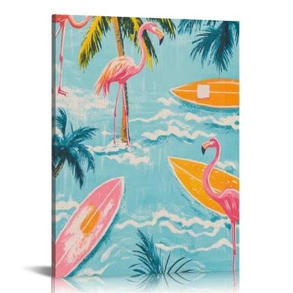 Creowell Flamingos Palm Trees Canvas Wall Art Home Decor 12x16 16x20in