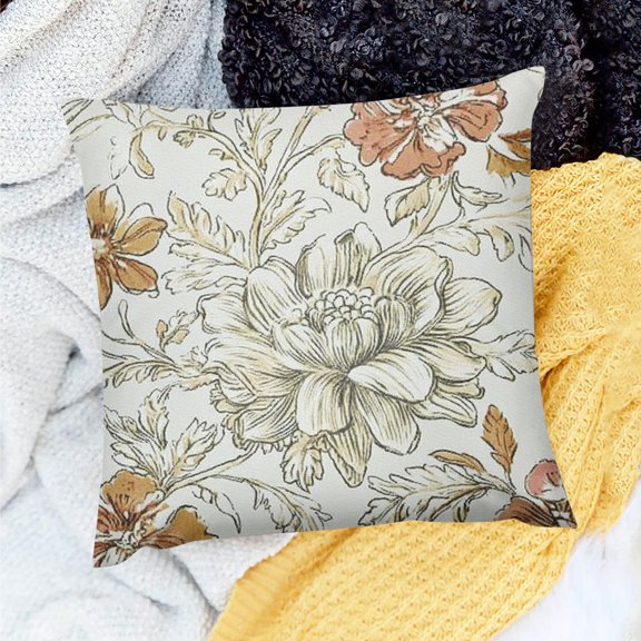 Creowell Floral Pattern Lace Design Baroque Art Throw Pillow Cover 20x20in