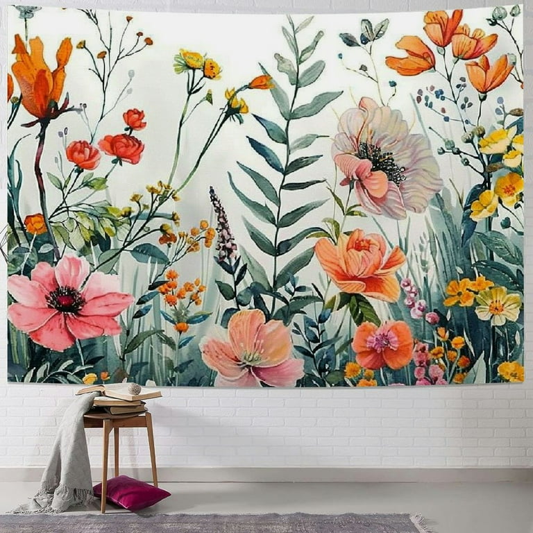 Creowell Floral Tapestry, Flower Tapestry Wall Hanging Plant