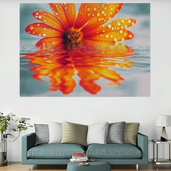 Creowell Floral Water Droplets Reflection Tapestry Wall Art 100% Polyester 60x40in