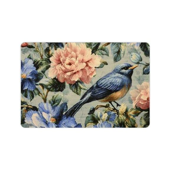 Creowell Flower Bird Rococo Diatom Mud Bath Mat Home Decor 24x16in