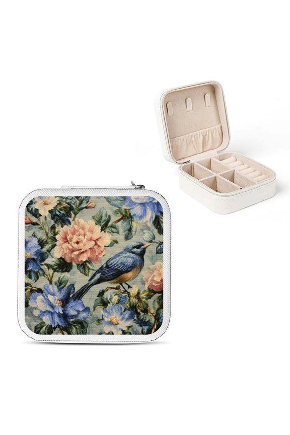 Flower Bird Rococo Jewelry Box for Necklaces Rings Earrings White