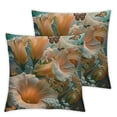 thumbnail image 1 of Creowell Flower Butterfly Throw Pillow Cover White Calla Lily Pink Rose Spring Flowers Bouquet Decorative Pillow Covers Square Pillowcase Cushion Covers White, 1 of 7