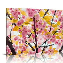 Creowell  Flower Canvas Wall Art Cherry Sakura Blossom in Spring Picture Print Modern Home Decor Elegant Flowers Artwork Abstract Floral Paintings on Canvas for Bedroom Girls Room Decor 20x16in