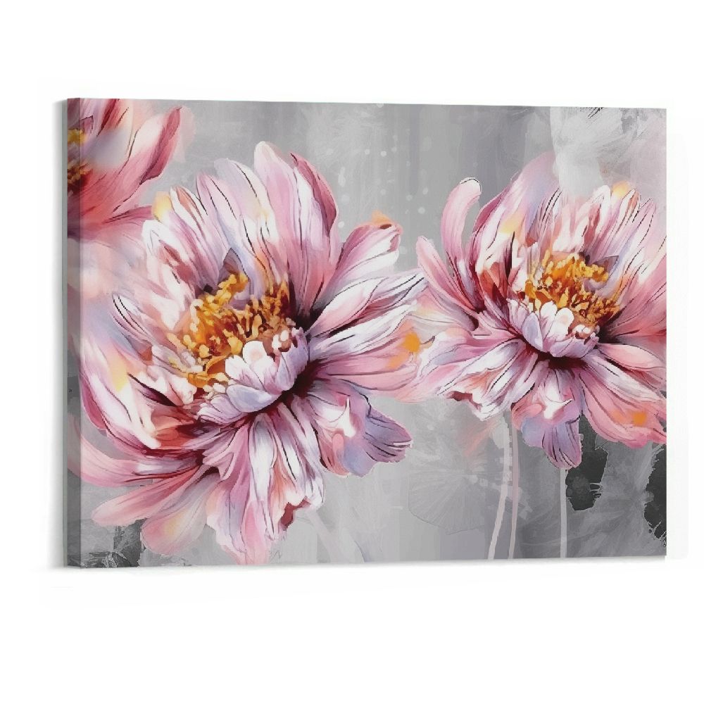 Creowell Flower Canvas Wall Art for Living Room Bedroom Pink Floral ...