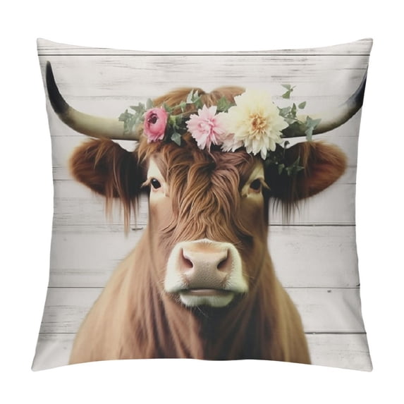 Creowell Flower Crown Pillow Covers for Couch Sofa Indoor Outdoor Pillow Case 1PC Short Plush Square Design 18x18in