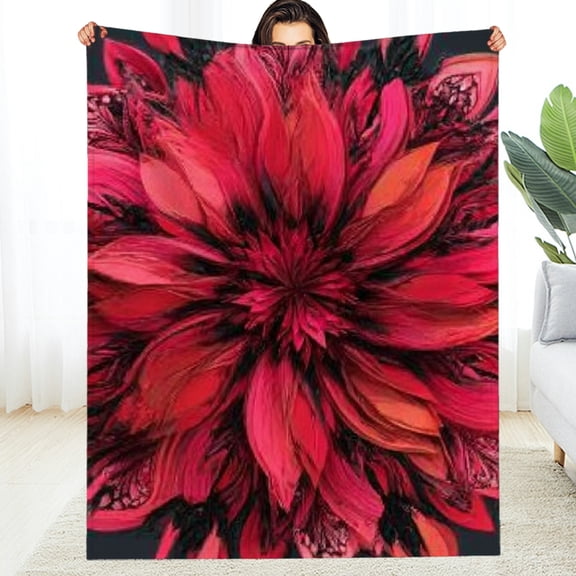 Creowell Flower Digital Art Generative Flannel Blanket - Soft Warm Multi-Purpose Gift 30*40in