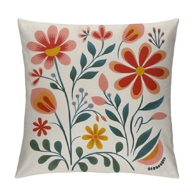 Creowell Flower Leaves White Background Pillow Cases with Zipper Home