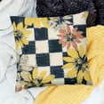 thumbnail image 1 of Creowell Flower Pattern Checkered Generative Art Pillow Case 100% Linen 20x20in, 1 of 5