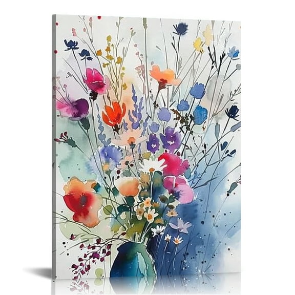 Creowell Flower Pictures Canvas Wall Art Floral Botanical Prints Wildflower Plant Pictures Wall Decor Floral Oil Paintings Posters Colorful Watercolor Floral Prints(16x20 in/12x16 in)