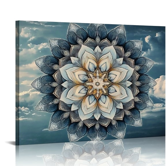 Creowell Flower Sky Sacred Geometry Canvas Wall Art Home Decor 16x12in