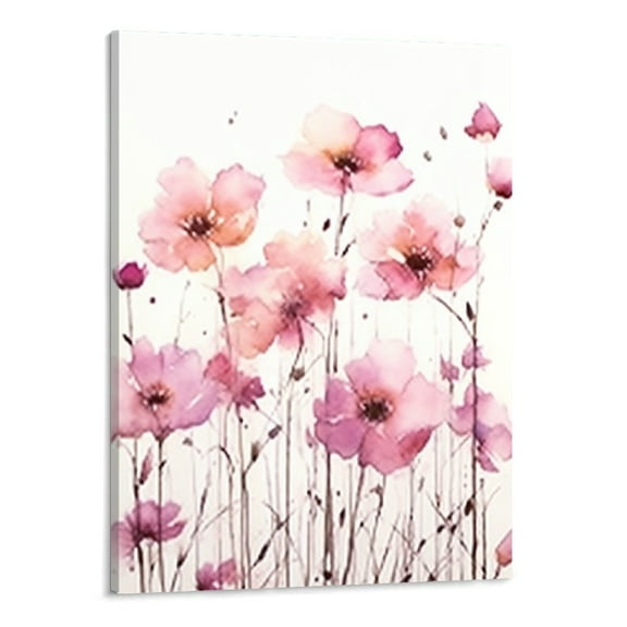 Creowell Flower Wall Art Bedroom Romantic Floral Wildflower Plants Nature Scenery Canvas Prints Contemporary Red Bloom Pictures for Teen Girl Room Living Room Bathroom,16x20 inch