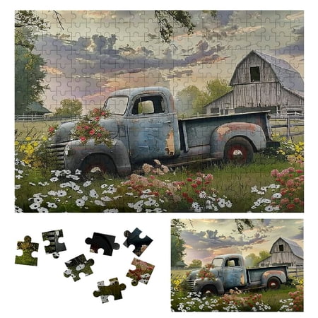 Creowell Flowers Barn Wooden Jigsaw Puzzle for Adults and Kids, Intellectual Fun Game, Gift for Family Friends 300 PCS