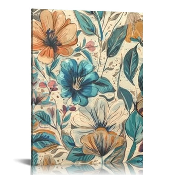 Creowell Flowers Fabric Pattern Canvas Prints Wall Art Home Decor 12x16in