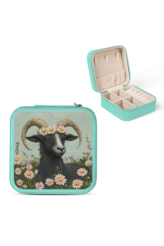 Flowers Jewelry Box Travel Case Necklace Ring Earring Organizer with Zipper Closure and Compact Size Green