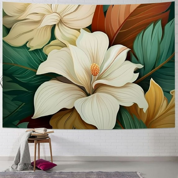 Creowell Flowers Leaves Art Deco Tapestry Home Wall Decoration Short Plush Fabric Multi-functional Dorm Decor 40x60inch