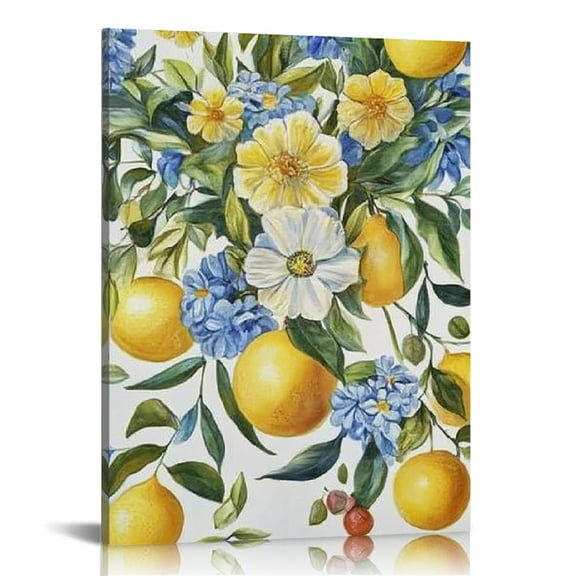 Creowell Flowers Lemons Art Modern Canvas Prints Wall Art Decor 12x16in