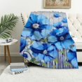 thumbnail image 1 of Creowell Flowers Print Throw Blanket Flannel Hand/Machine Wash Bed All Seasons Lightweight Soft Blanket 60x80in, 1 of 6