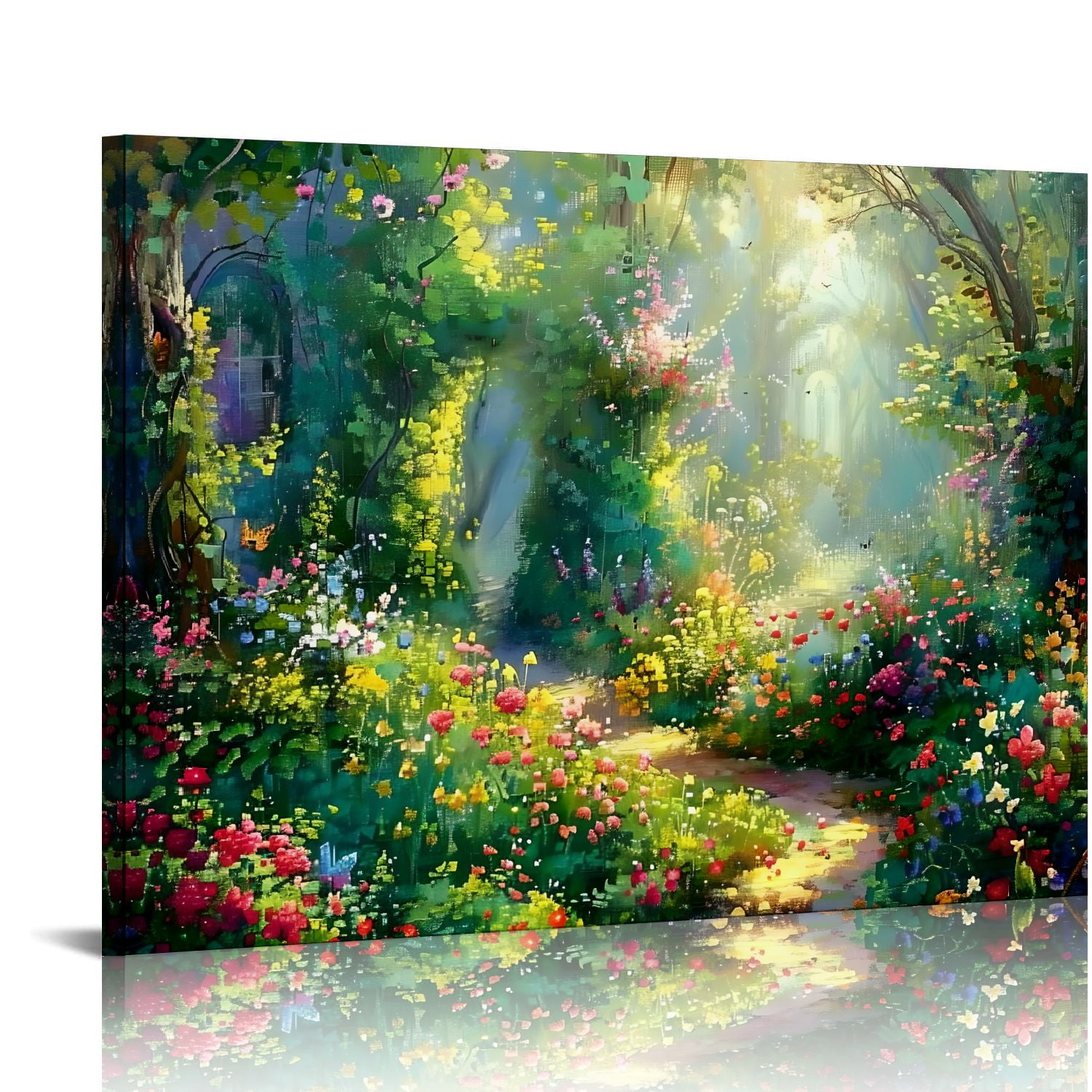Creowell Flowers Trees Path Canvas Wall Art Print Home Decor Artwork