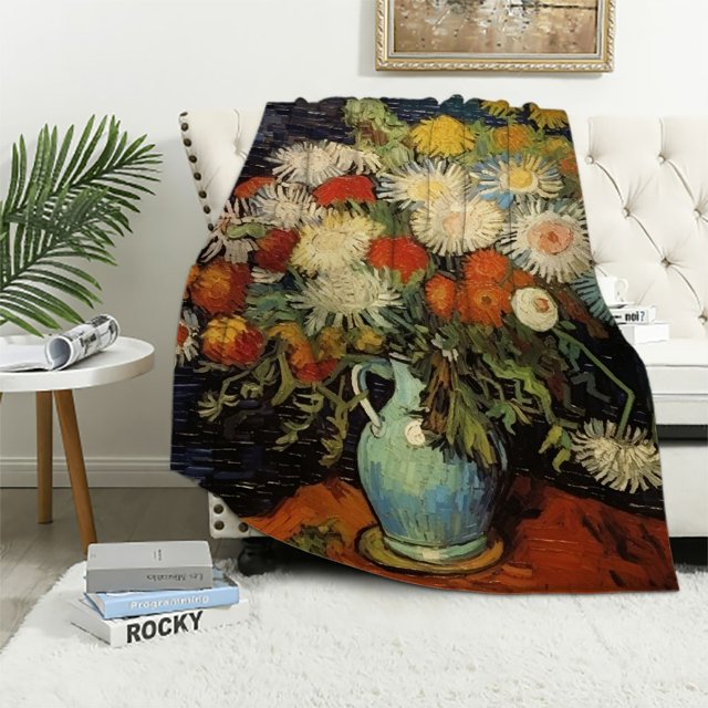 Creowell Flowers Vase Soft Cozy Printed Blanket & Throw for All Seasons
