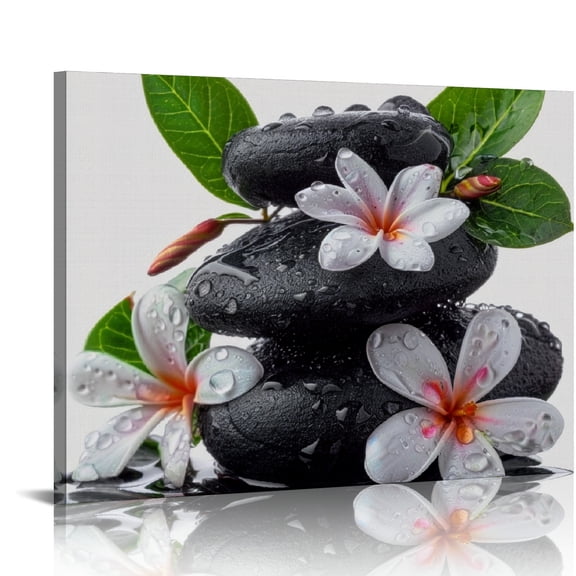 Creowell Flowers Water Droplets Canvas Wall Art Decor Ready To Hang 16x12in