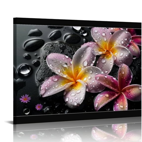 Creowell Flowers Water Droplets Canvas Wall Art Home Decor 16x12in