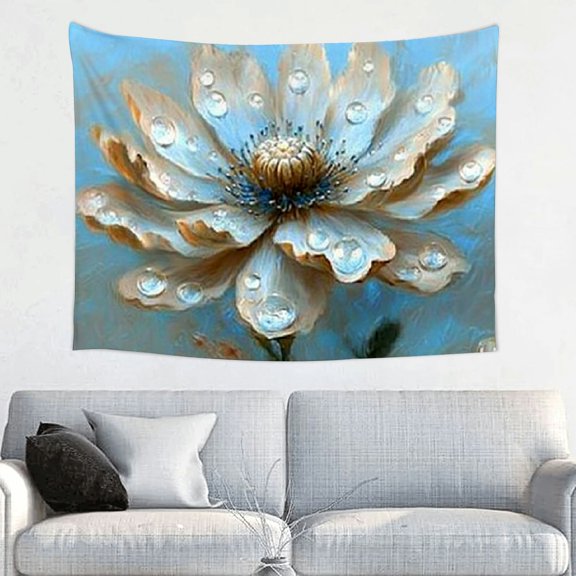 Creowell Flowers Water Droplets Tapestry Wall Hanging Home Decor 40x30in