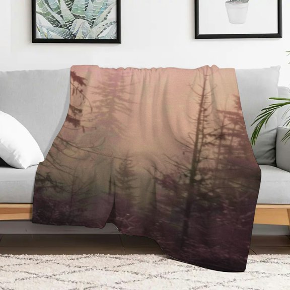 Creowell Fog Trees Tonalism Lightweight Flannel Fuzzy Cozy Blanket for Sofa Bed Couch, All Season Multifunctional Travel Camping Chair Gift Blanket 30x40in