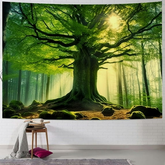 Creowell Forest Tapestry Nature Tree Tapestries, Extra Large Oversized Tapestry Wall Hanging, Tapestry for Bedroom Living Room Backdrop, Indoor Outdoor Decoration Home Decor 50x40inch