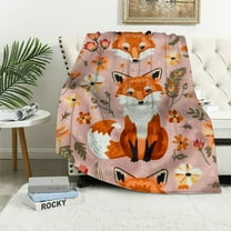 Creowell Fox Blanket Gift - Cute Blankets for Girls & Boys - Pink Soft Fuzzy Throw for Couch, Office