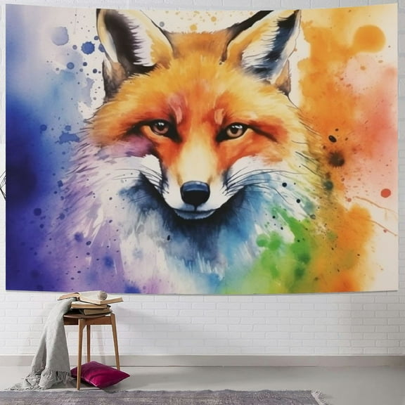 Creowell Fox Color Background Tapestry for Dorm Home Room Wall Decoration Wall Art Tapestry Short Plush Fabric 40x30inch