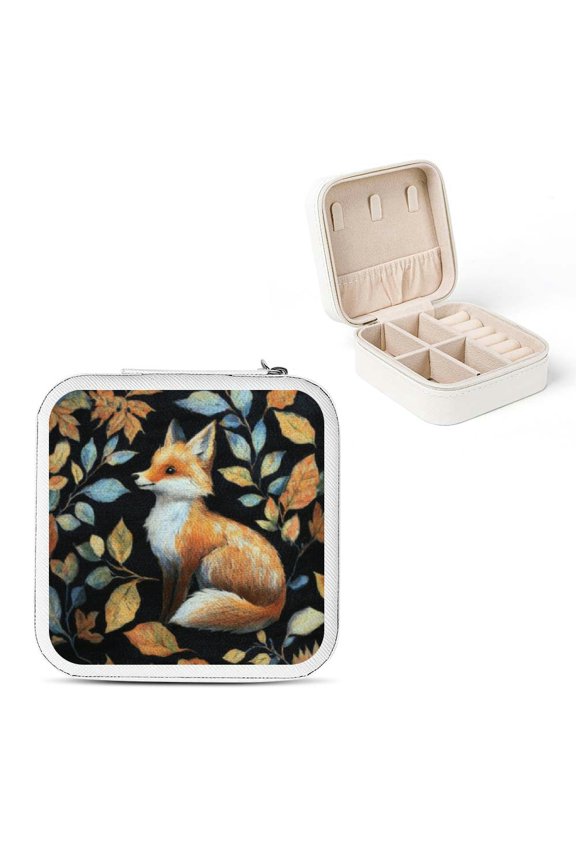Fox Leaves Flexible Storage Jewelry Box for Necklaces Rings White